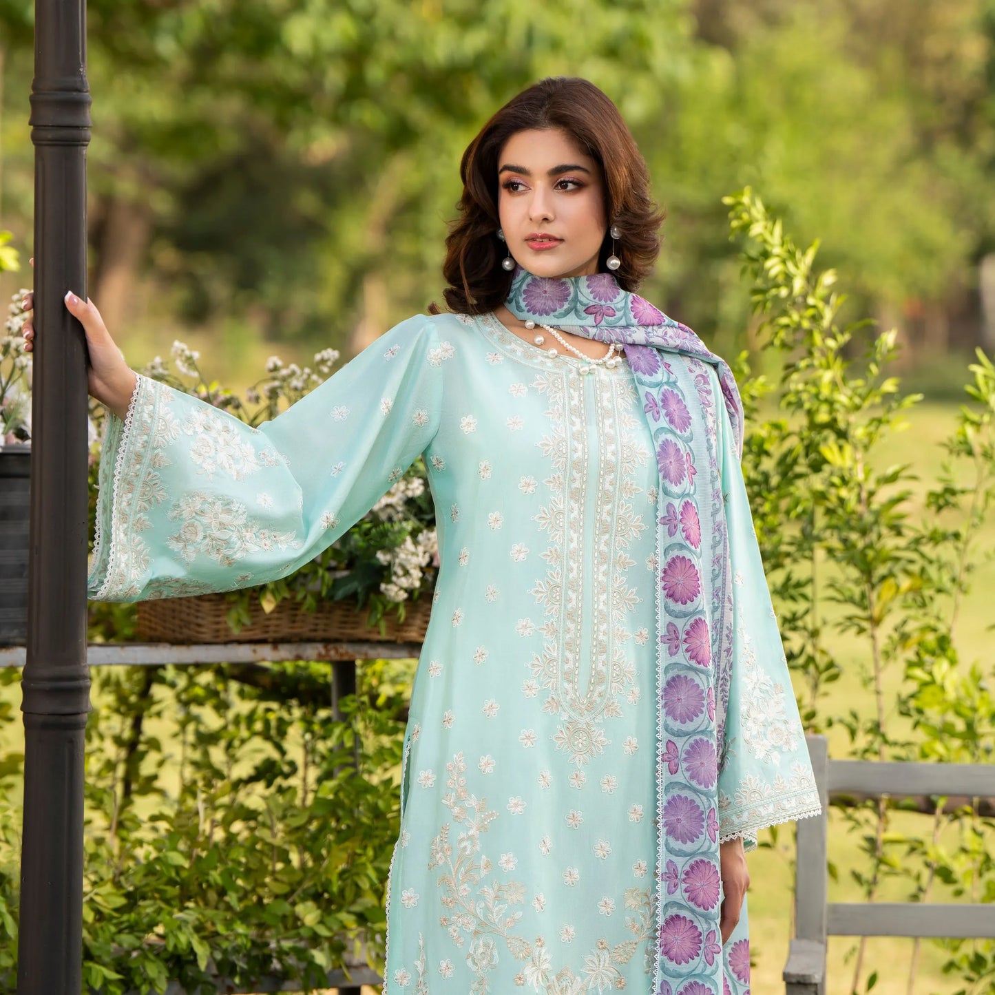 KC-1577 "Sunheri" Embroidered Festive Cambric Cotton Collection by Karma Collection