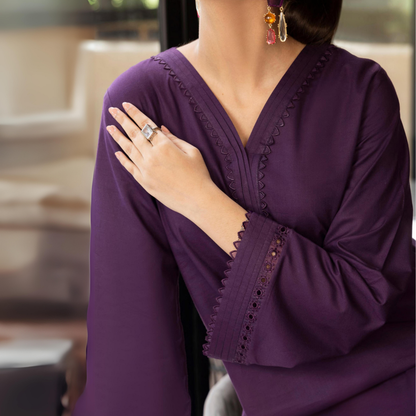 Plum 2 Pc Linen Pakistani Co-Ords Set | Ready to Wear | Casuallite