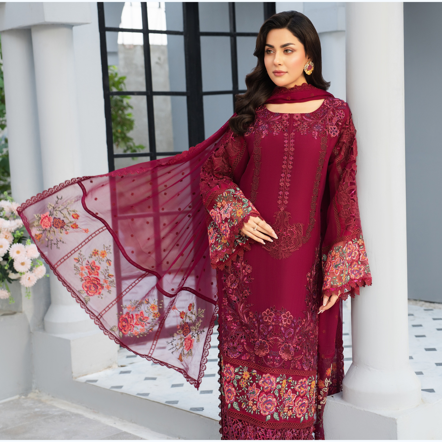3 Piece Luxury Chiffon Ready to Wear Collection | karma Collection UMKC0903