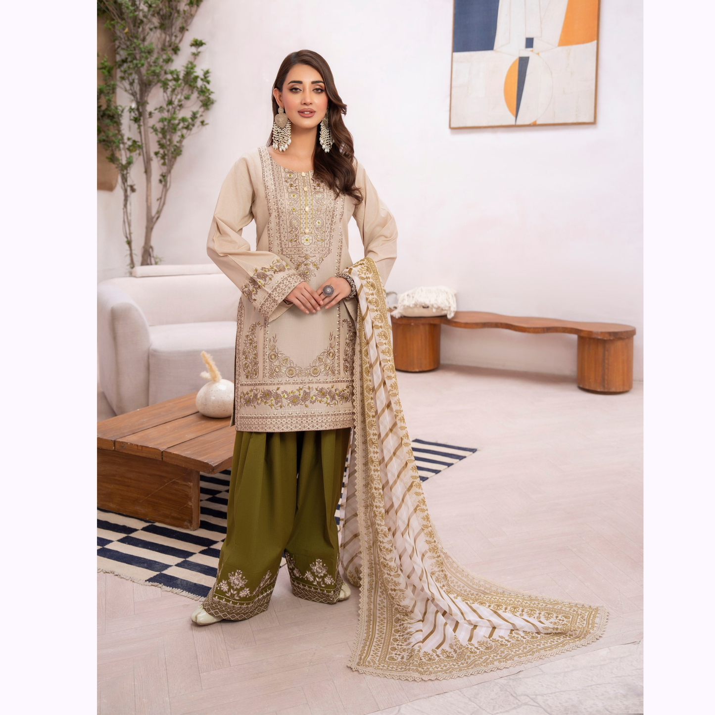 KC-1484 Embroidered Luxury Cambric Cotton farshi Shalwar Collection | Ready to Wear | Karma Collection