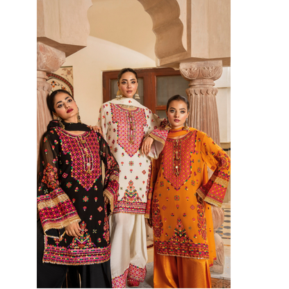 F-492 "Hayat" Embroidered Chiffon Festive Luxury 3 Pc Collection