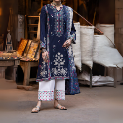 UCA-15 3 Pc Embroidered Cambric Cotton Ready to Wear Eid Collection by Casuallite