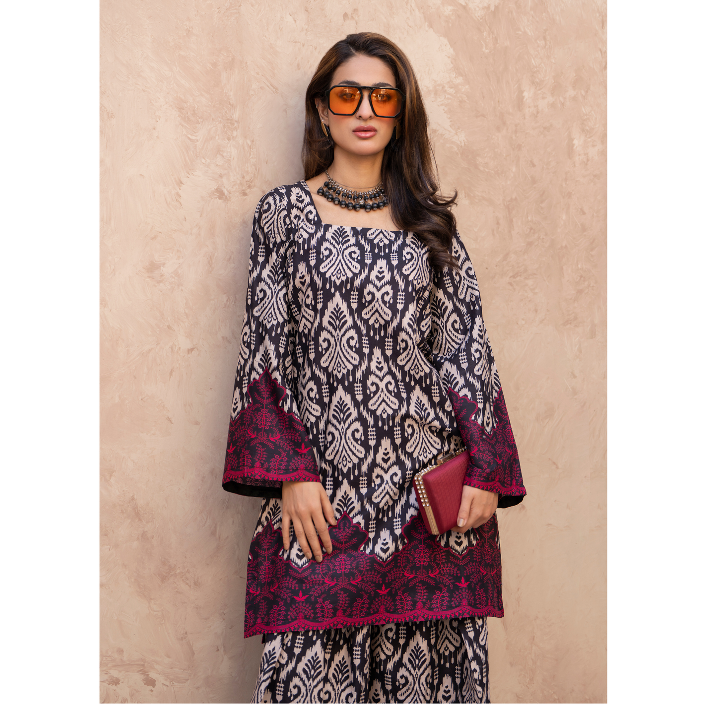 RA-34 Embroidered Lawn Kaftan Style and Short Farshi Shalwar 2 Piece Casual Summer Collection by Raniya.h