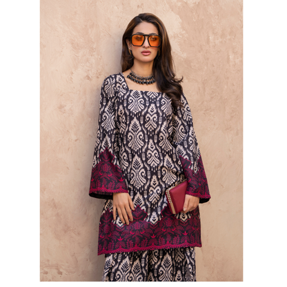 RA-34 Embroidered Lawn Kaftan Style and Short Farshi Shalwar 2 Piece Casual Summer Collection by Raniya.h
