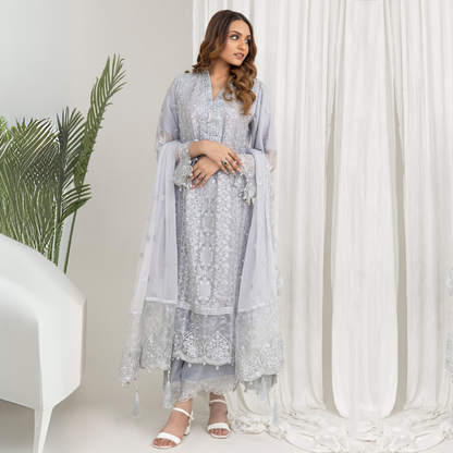 Luxury Embroidered Chiffon Dress 3 Pc | Winter Collection | Rangz | UMRGZ3601