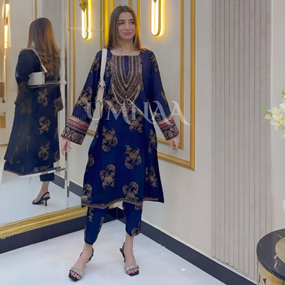 UA-34 Printed Embroidered Winter Dhanak 2 Pc Dress | Ready to wear | UMNAA