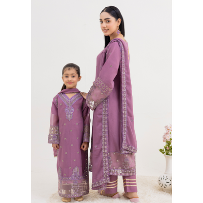 UMRZ-41 3 Pc Luxury mother daughter Embroidered Chiffon Collection-Rangz