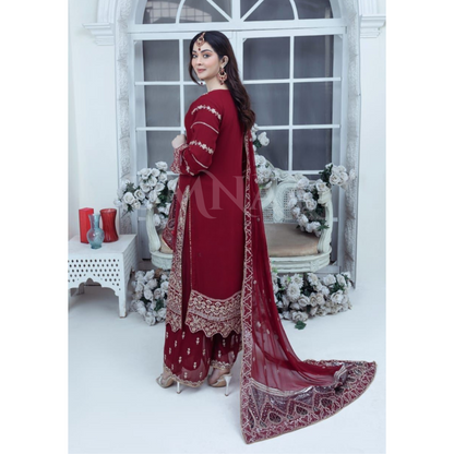 UA-59 3 Pc Luxury mother daughter Embroidered Chiffon Collection- Umnaa