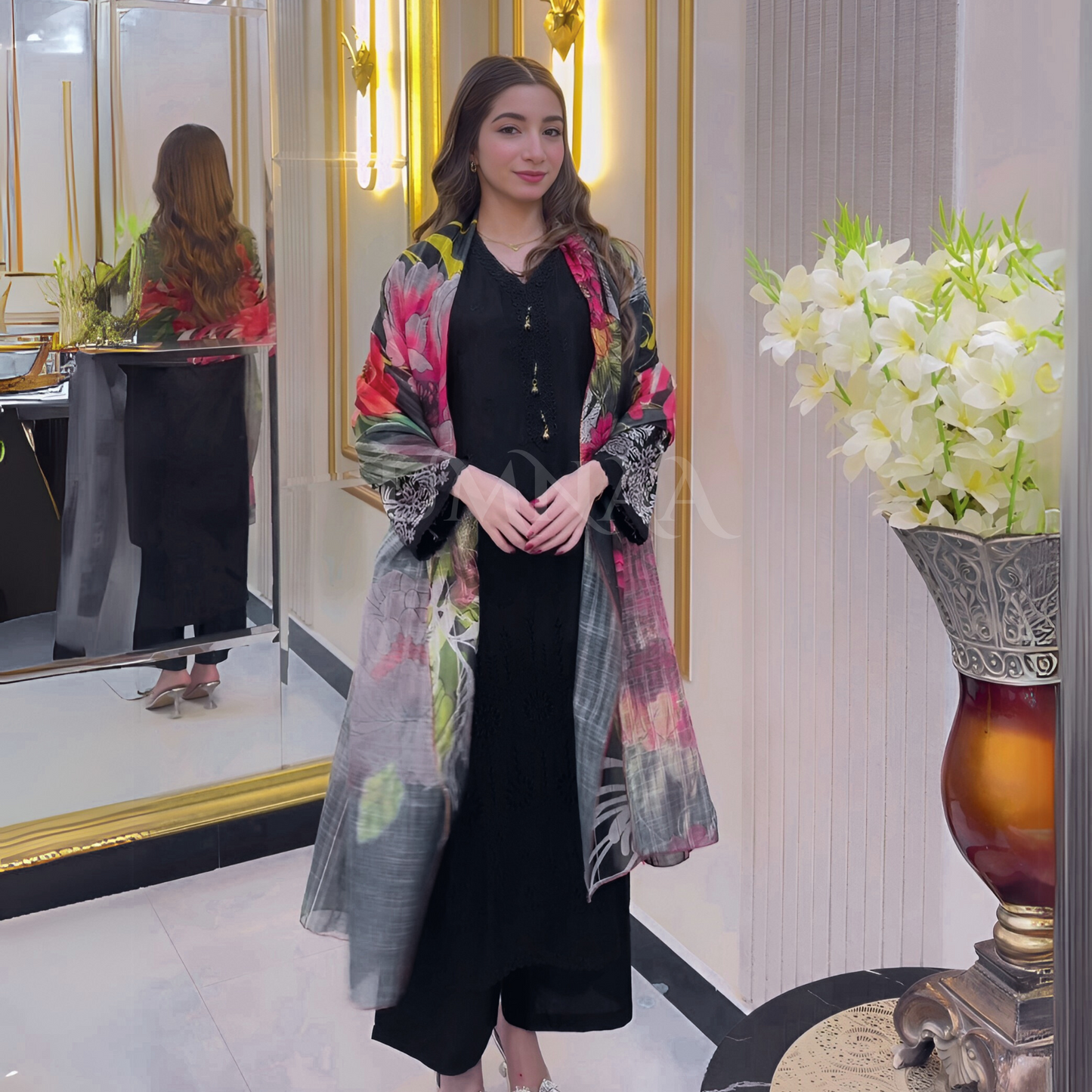 3 Pc Luxury mother daughter Embroidered Linen Collection-UMNAA