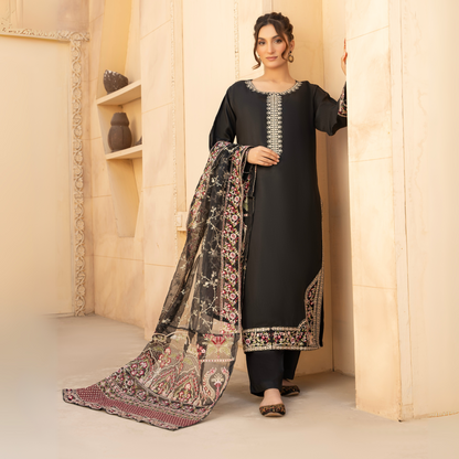 UA-60 Embroidered Viscose Linen 3 Pc Pakistani Dress | UMNAA
