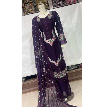 UA-65 3 Pc Luxury Embroidered Chiffon Collection- Umnaa