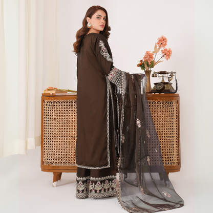 UA-63 Embroidered Viscose Linen 3 Pc Pakistani Dress | Ready to wear | UMNAA