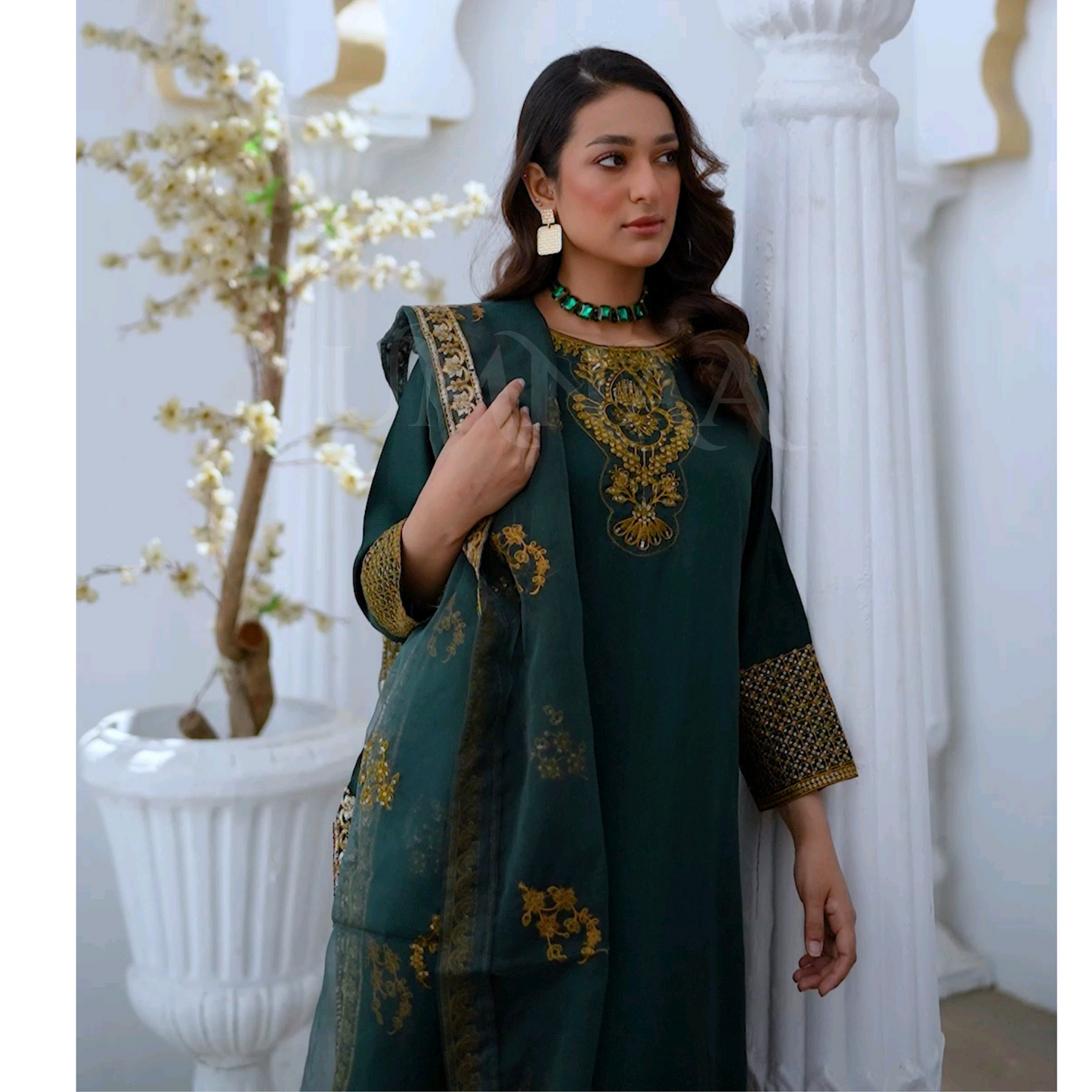 UA-75 Embroidered Viscose 3 Pc Pakistani Dress | Eid Ready to wear | UMNAA