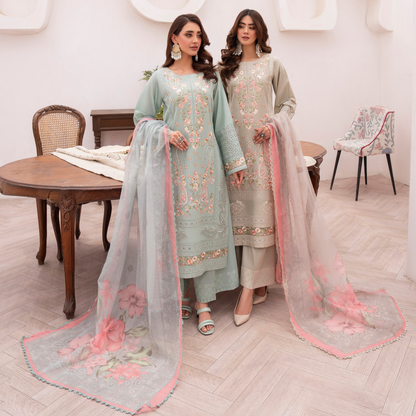 KC-1482 Embroidered Luxury Chikankari Cambric Cotton Collection | Ready to Wear | Karma Collection