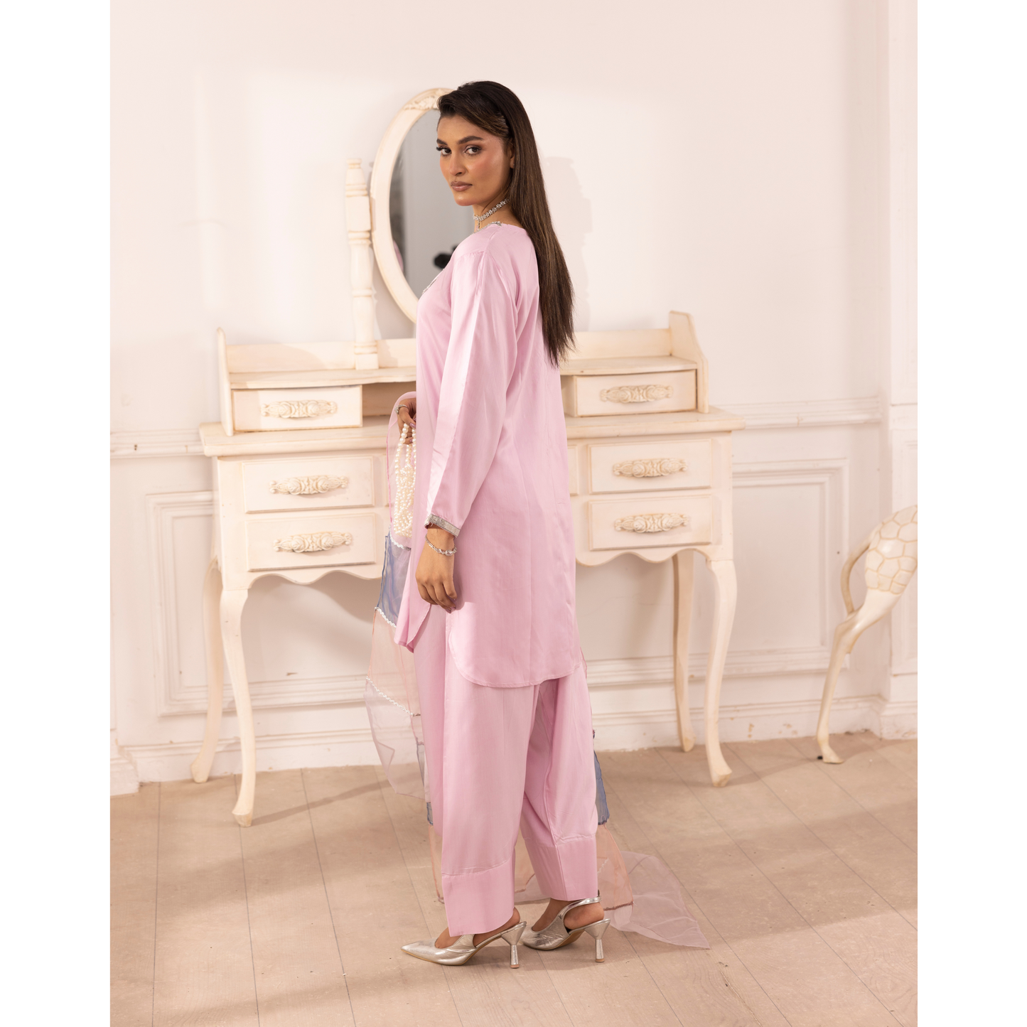 UMS-22 3 Pc trendy Farshi Shalwar Viscose Linen Collection | Ready to Wear | Simrans