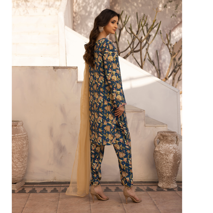 UMS-34 Mariyah Printed Linen 3 Pc Collection by Simrans asian clothes Casual Ready to Wear Pakistani dress
