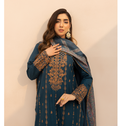 UMS-36 Anya by Simrans Embroidered Dhanak Dress with Winter Shawl | Ready to Wear | Asian Clothes