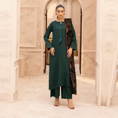 UMS-37 Hanna by Simrans Embroidered Dhanak Dress with Winter Laser Cut Shawl | Ready to Wear | Asian Clothes