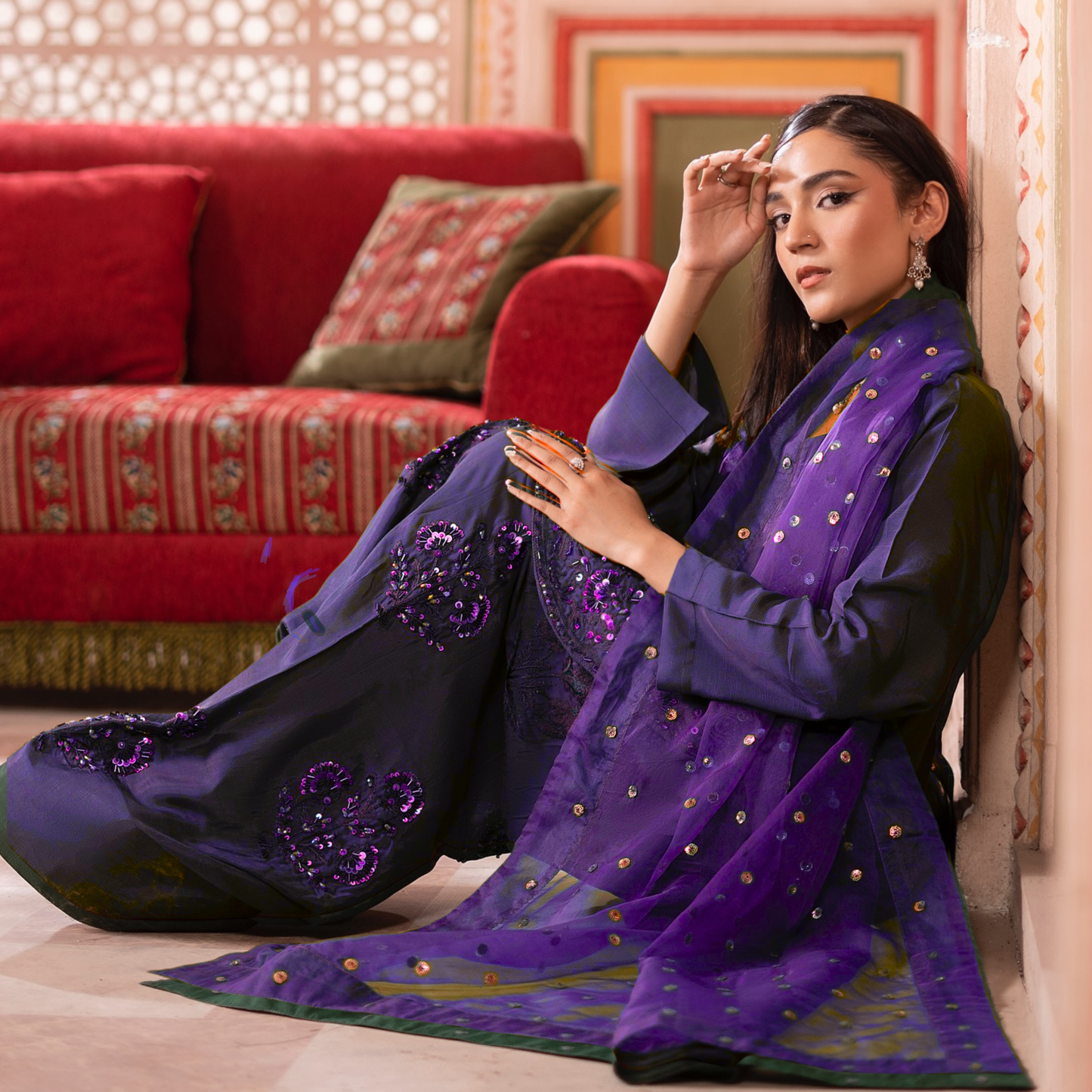RA-22 Luxury Raw Silk Embroidered Farshi Shalwar Best Selling Collection |Ready to Wear | Raniya.h