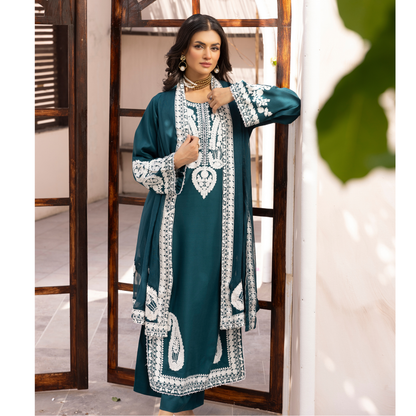 UMS-40 Almila by Simrans Dhanak Embroidered 3 Pc Collection Asian Clothes  | Modest Wear