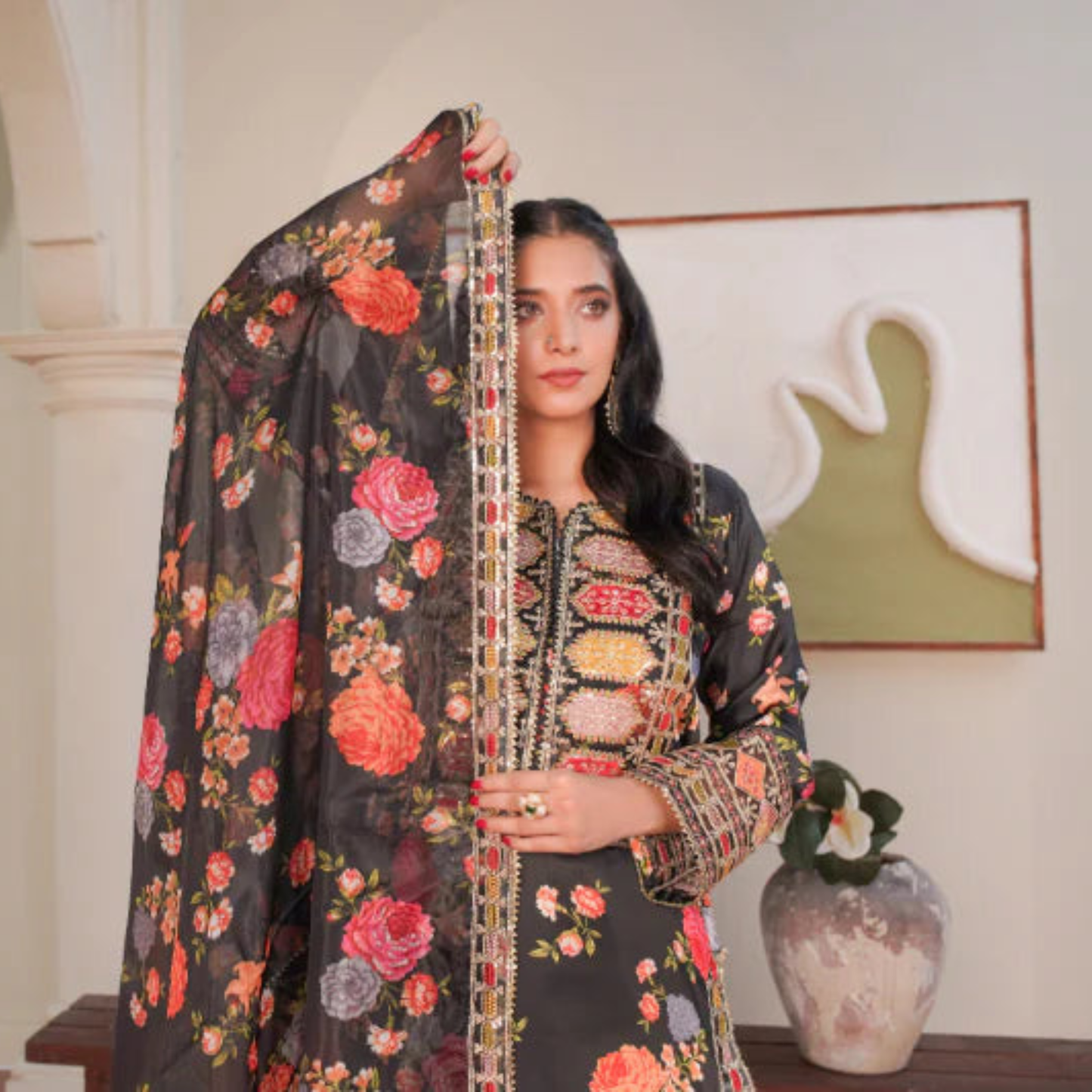 UA-135 Embroidered khaddar 3 Pc dress | Ready to Wear Asian Clothes  | Umnaa