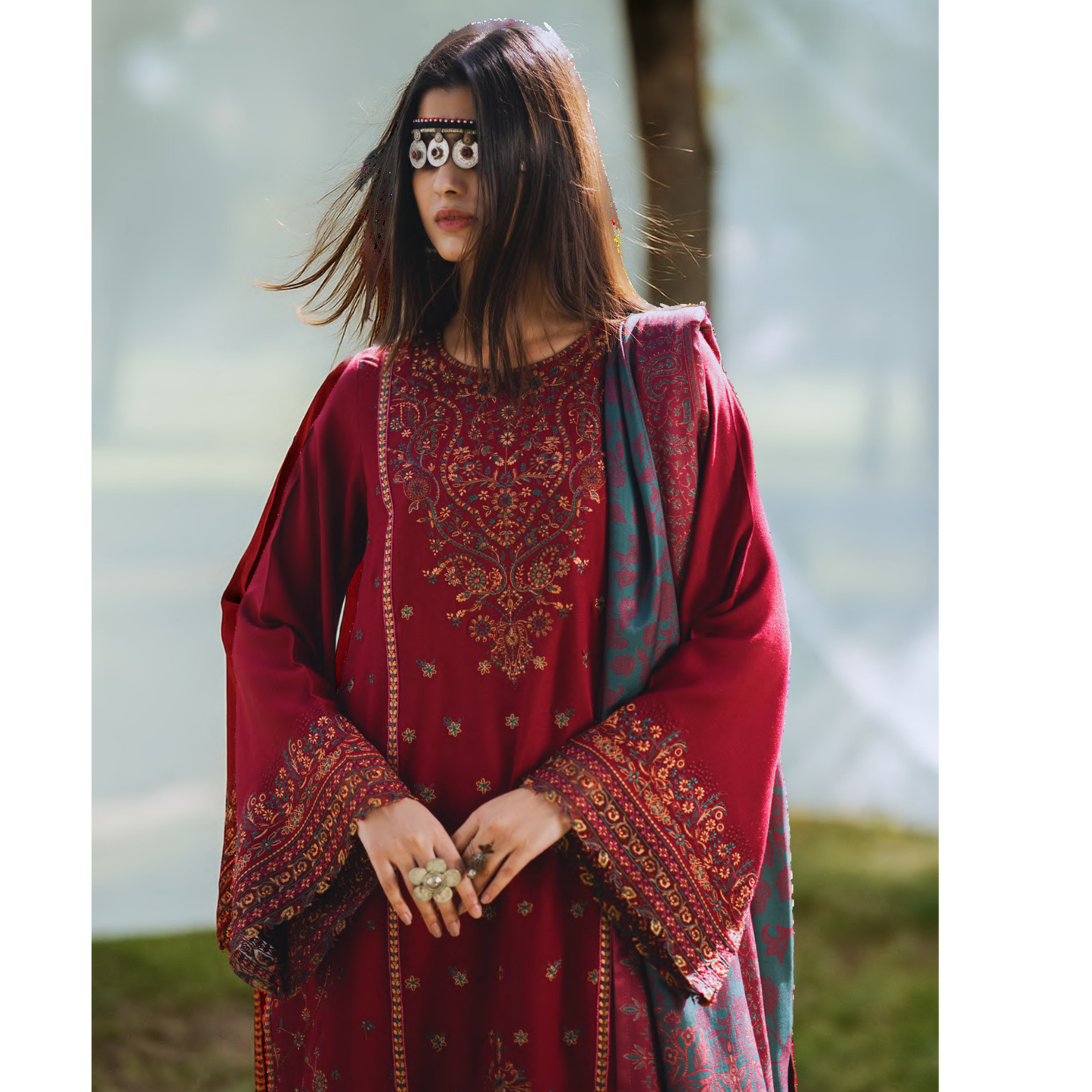 UCA-31 Embroidered Dhanak with Pashmina Shawl Winter Collection by Casuallite