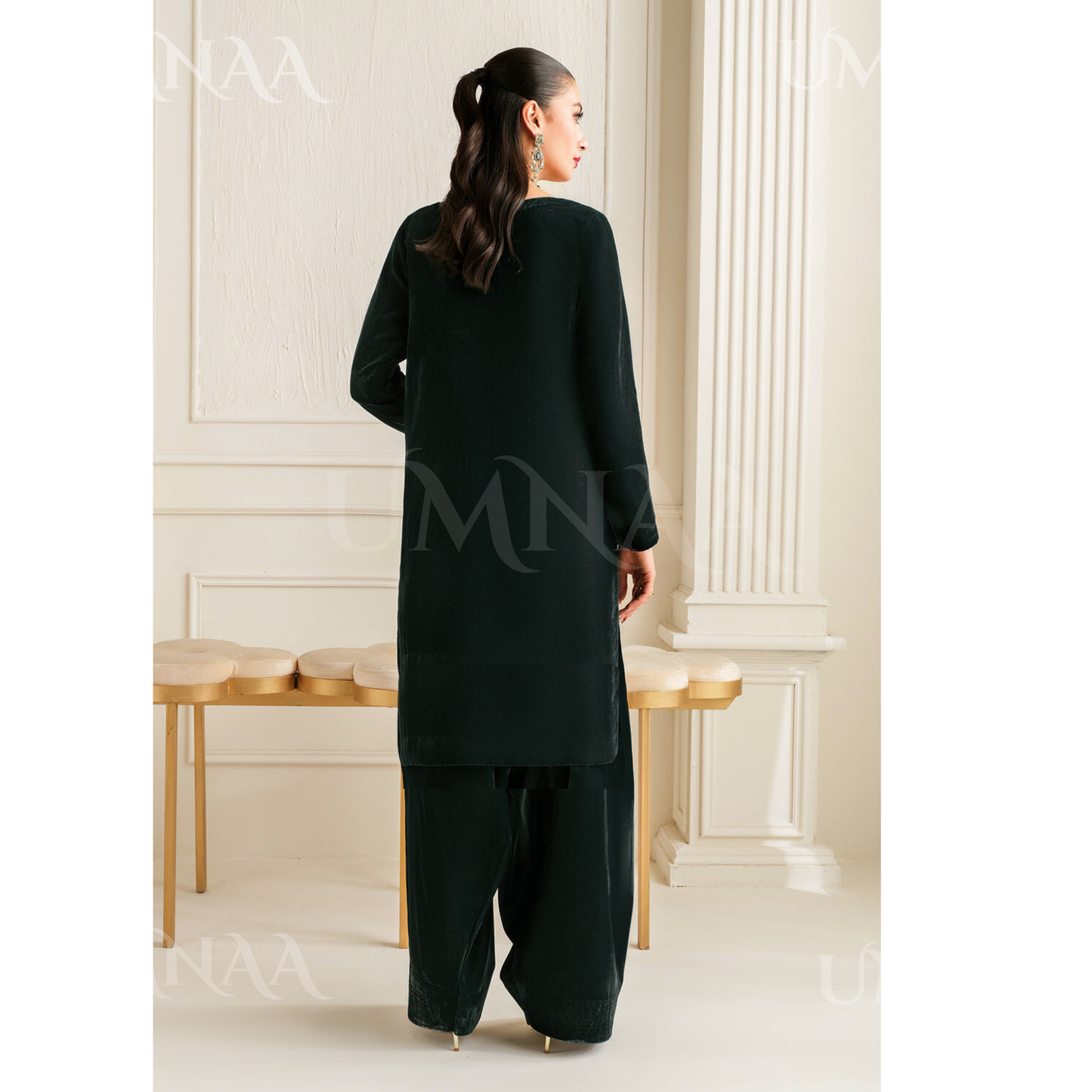 UA-139 Solid Velvet Farshi Shalwar Collection by Umnaa