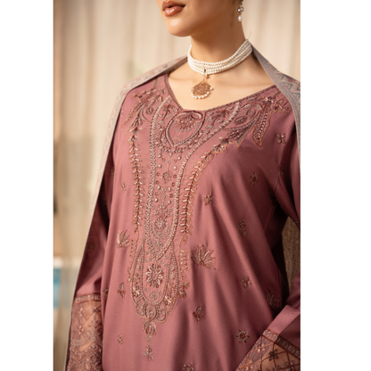 UA-140 Embroidered Dhanak Dress with Pashmina Shawl | Ready to Wear | Asian Clothes