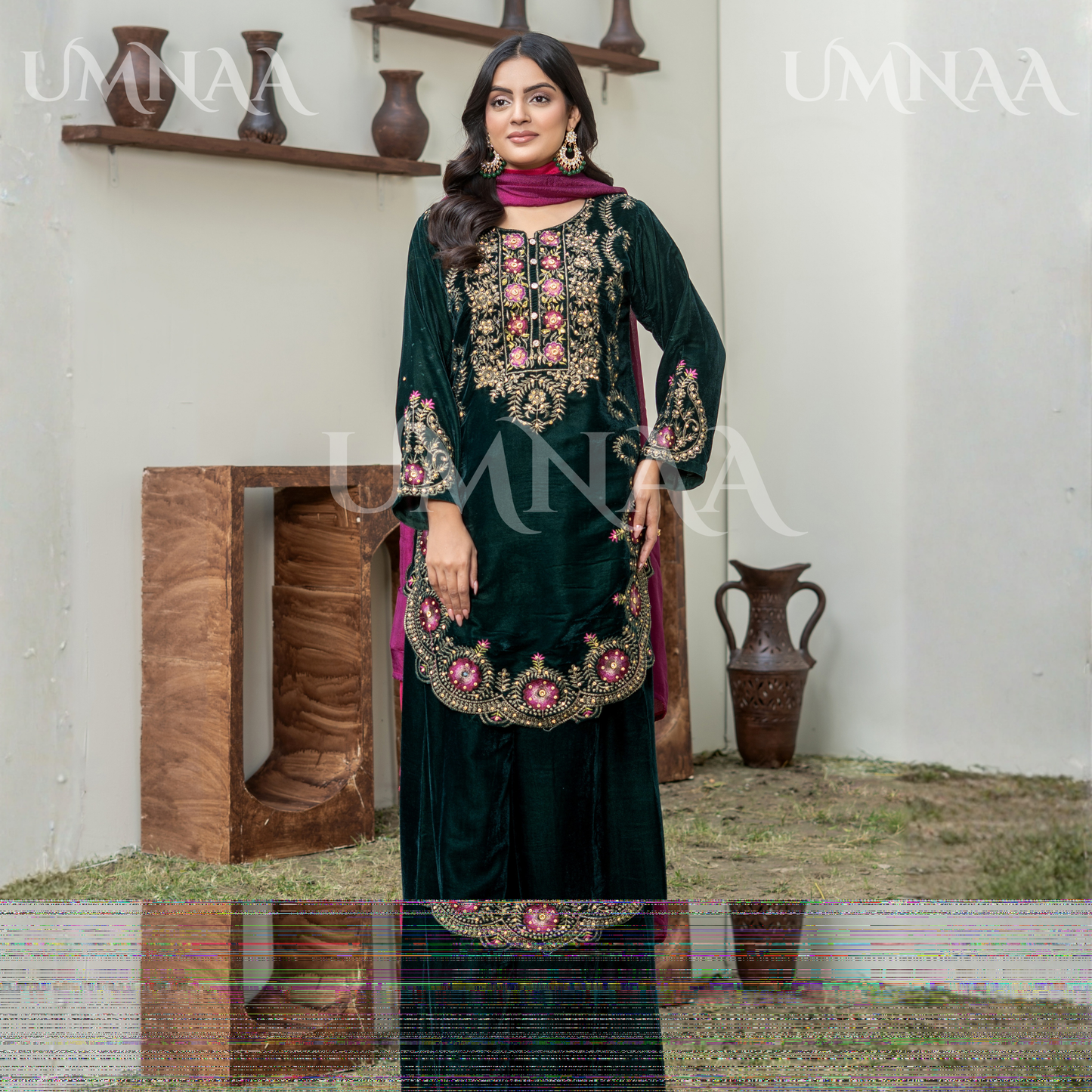 UA-141 3 Luxury Velvet Sharara collection by Umnaa