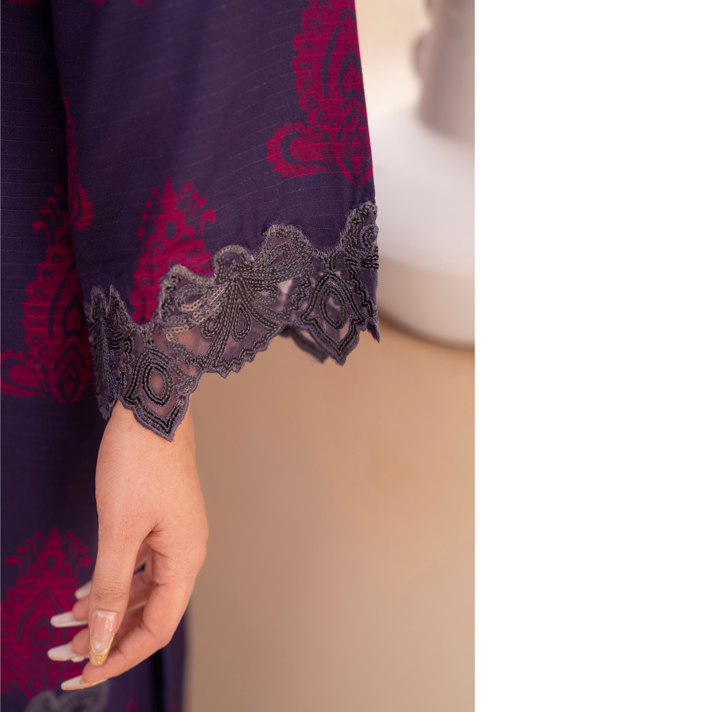 RA-24 Embroidered Printed Dhanak dress with Wool Shawl  by Raniya.h