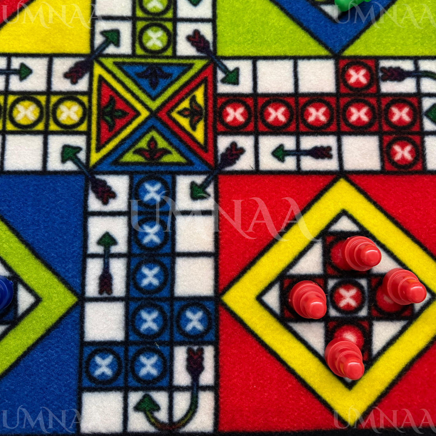 Ludo Carpet Mat – Soft Foldable Ludo Game Rug with 2 Dice & Full Token Set | Large Floor Ludo Board