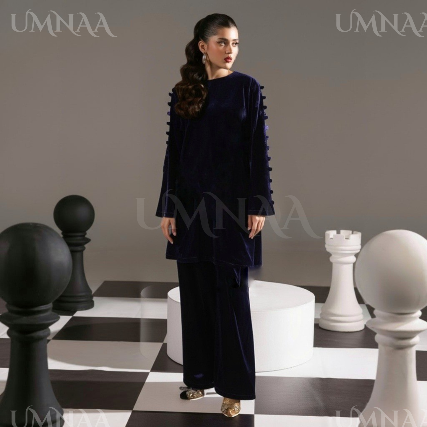 UA-149 Solid Velvet Farshi Shalwar Collection by Umnaa
