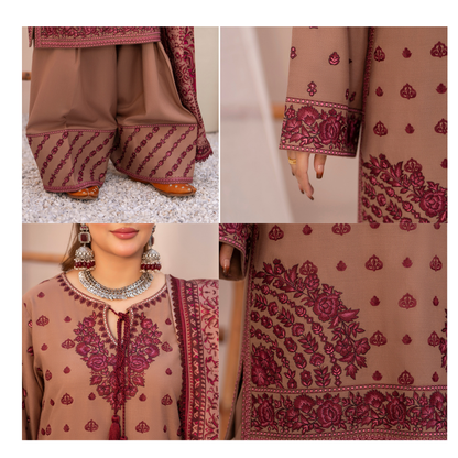 "Mishaal" Khat Edition Luxury Embroidered Farshi Shalwar 3 Piece by Karma Collection
