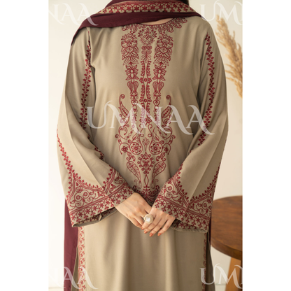UA-151 Embroidered Winter Wear with Farshi Shalwar and Shawl Collection by Umnaa | Asian clothes
