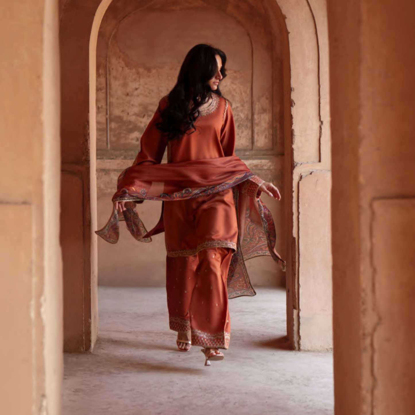 UCA-34 "ISHQIA" Festive Drop Embroidered Viscose Collection by Casuallite