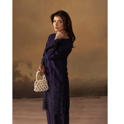 UMS-50 "Luxkari" Linen Chikenkari Co-Ords 2 pc Set by Simrans