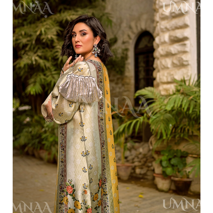 UA-160 Printed Silk kaftan Style long Maxi 1 PC  | Ready to wear | Umnaa