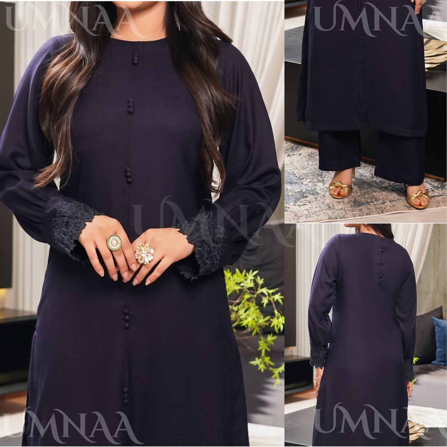 UMS-53 Solid Embroidered Dhanak Co-Ords Set | Ready to Wear | Simrans