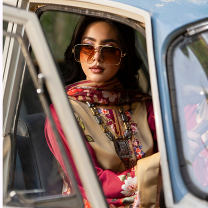 "Eliana" Embroidered Printed Shamooz Silk by Karma Collection | Asian Clothes | Eid