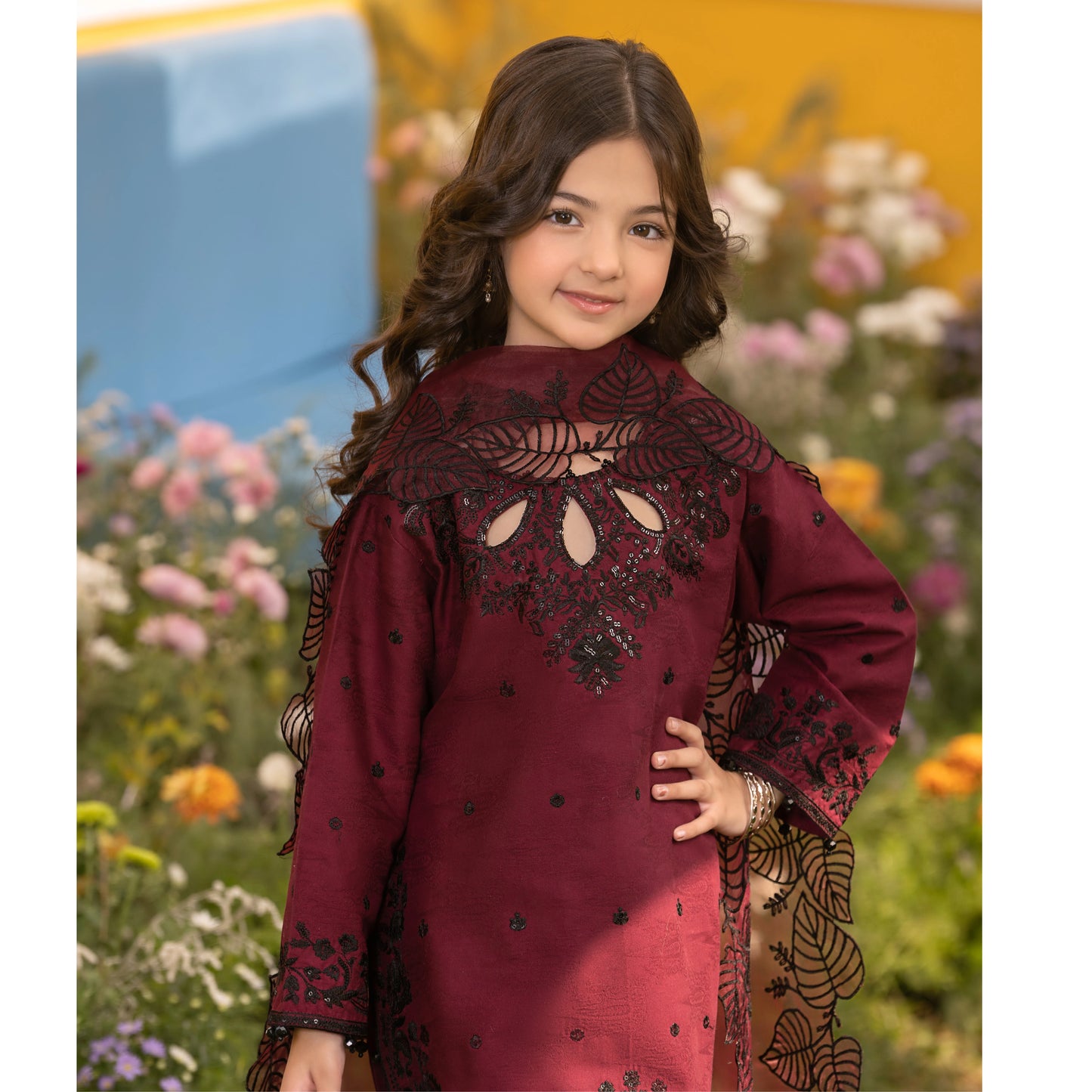 UMS-55 Janan Mother Daughter Chikenkari Jacquard Eid Edit by Simrans | Ready to Wear Asian Pakistani clothes