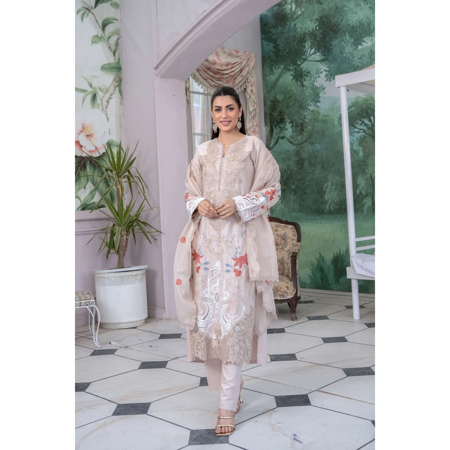 UMRZ-55 Festive Maria.b Lux by Rangz Embroidered Linen Collection