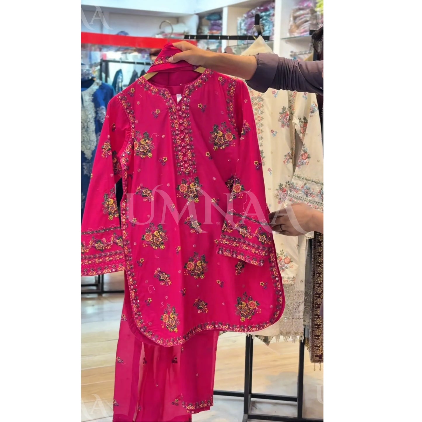 UA-194 Embroidered Cotton Farshi Shalwar Collection by Umnaa | Ready to Wear Pakistani Asian Clothing