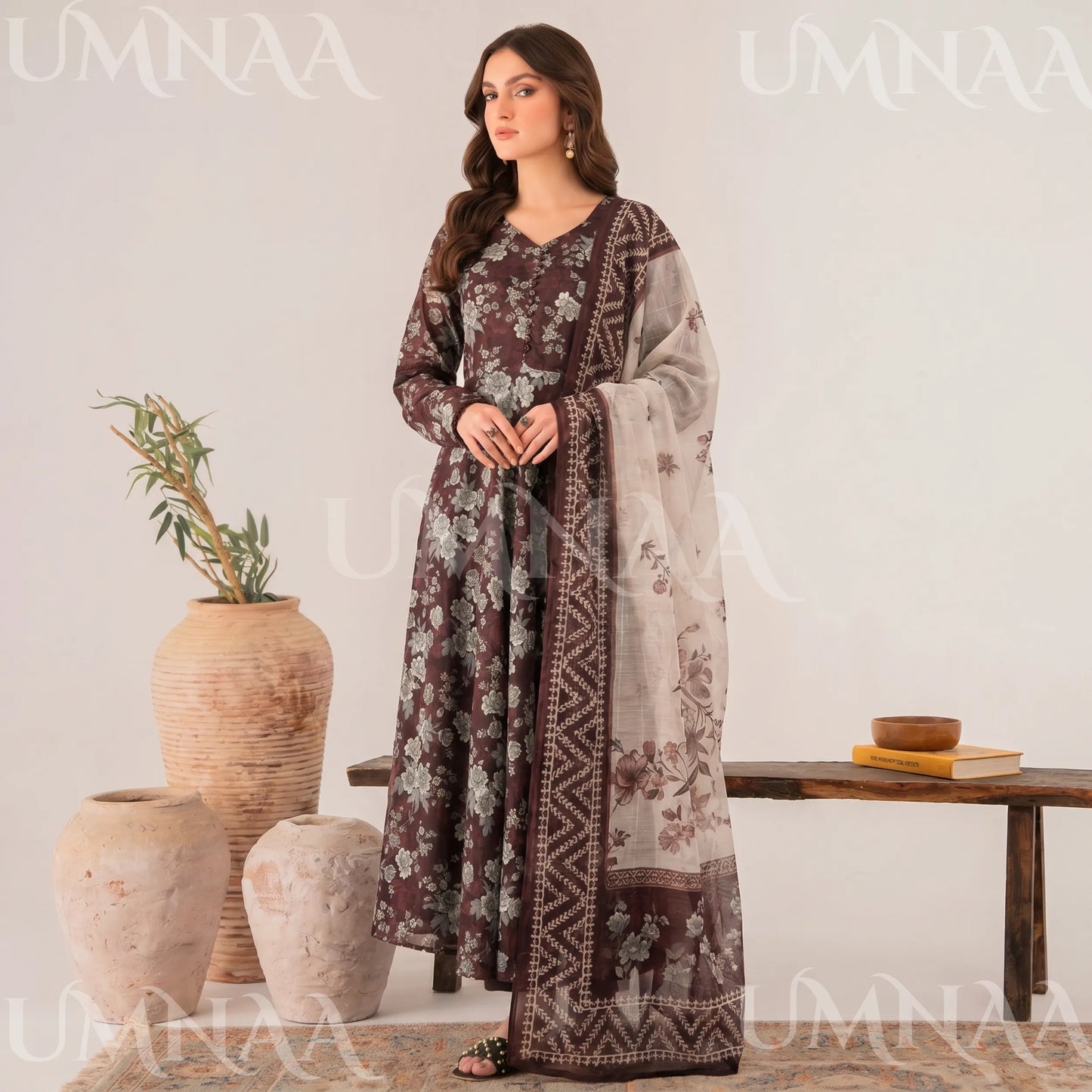 UA-197 Printed Poly Lawn frock 3 Pc Collection Ready to Wear Pakistani Asian clothes