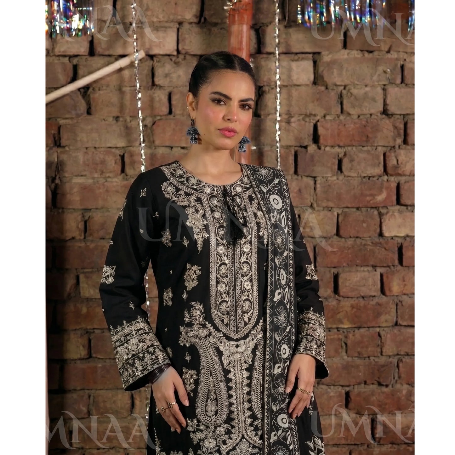 UA-199 Embroidered Cambric Cotton Collection by Umnaa | Ready to Wear Pakistani Asian clothes for women