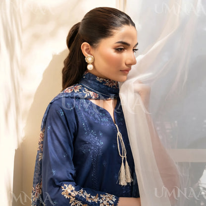 UA-209 Embroidered Cambric Cotton Collection by Umnaa | Ready to Wear Pakistani Asian clothes