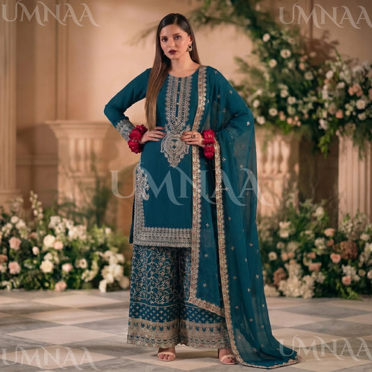 UA-210 Embroidered Chiffon Sharara Festive Collection by umnaa | Ready to Wear Pakistani Asian clothes