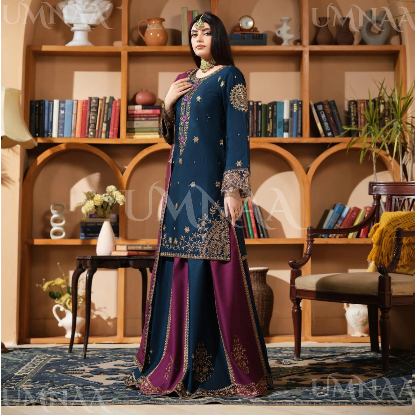 UA-213 Embroidered Cotton Festive Collection by Umnaa | Ready to Wear Pakistani Asian Clothing