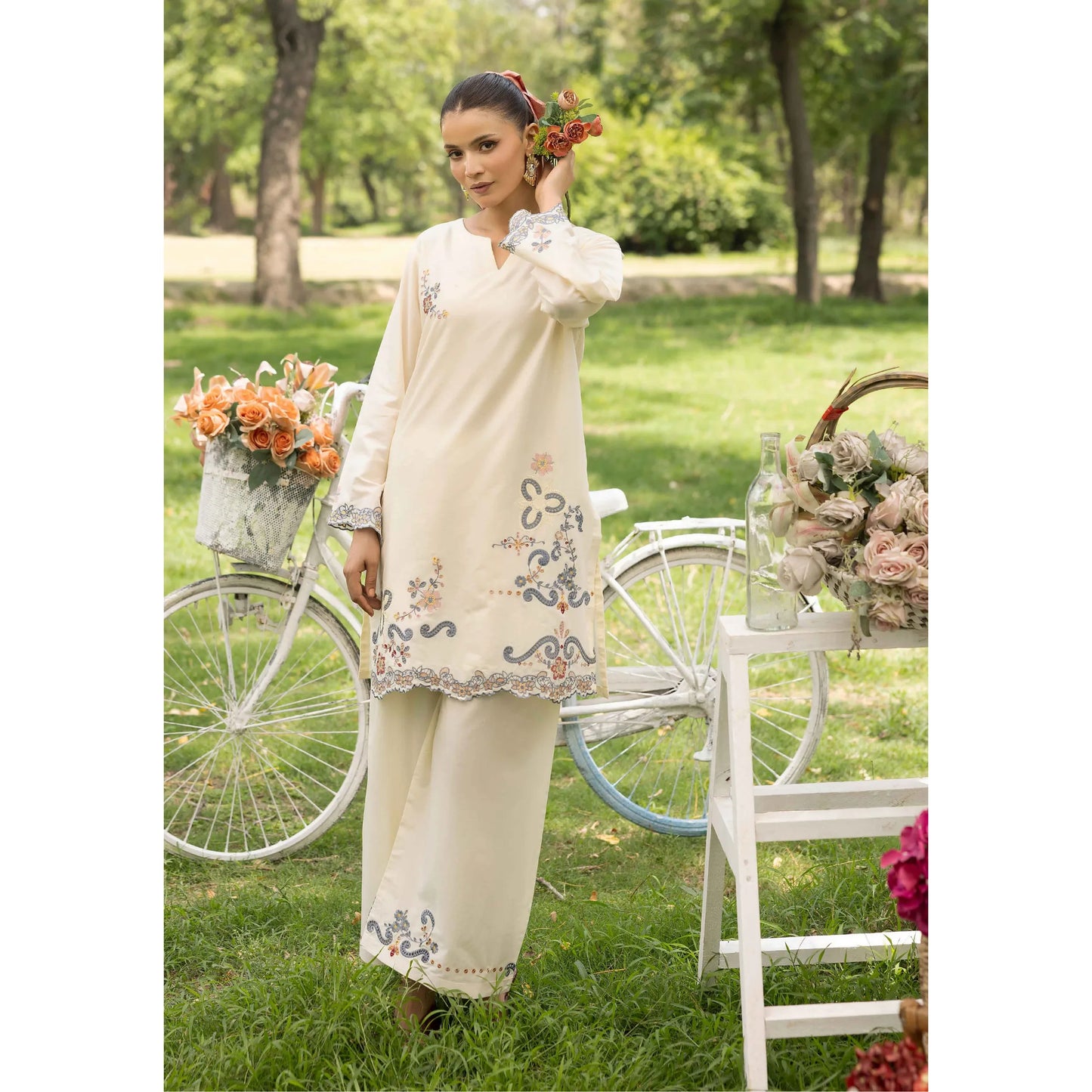 UMS-66 "Image Kari" Embroidered Lawn Co-Ords Set by Simrans | Ready to Wear Pakistani Asian clothes