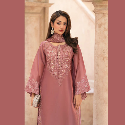 RA-36 Embroidered Sheesha Silk 3 Piece Suit | Premium Embroidered Silk Dress with Dupatta | Women's Party & Festive Wear