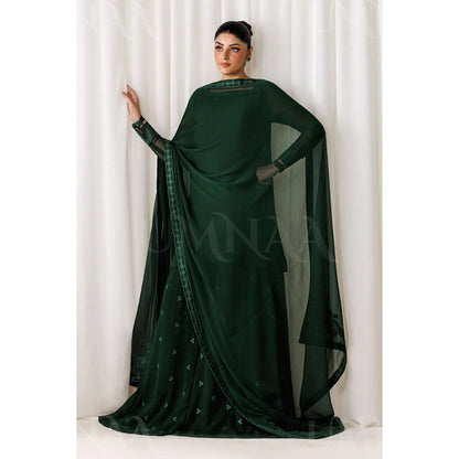 UA-230 Chiffon Sharara Full Sleeves Lined 3 Piece Suit | Chiffon Shirt with Embroidered Sharara & Dupatta | Formal Party Wear